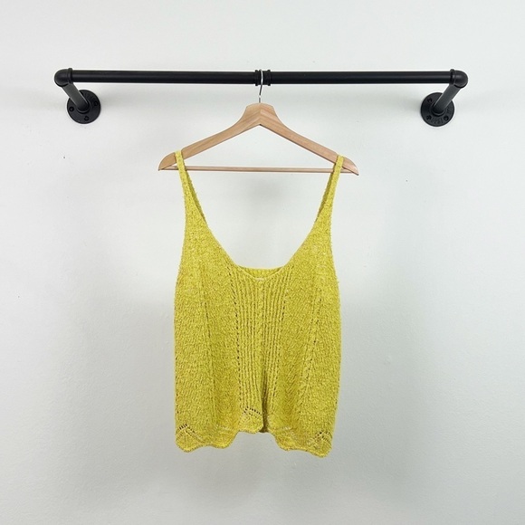NWT By Anthropologie V-Neck Pointelle Sweater Tank in Yellow - Picture 5 of 9
